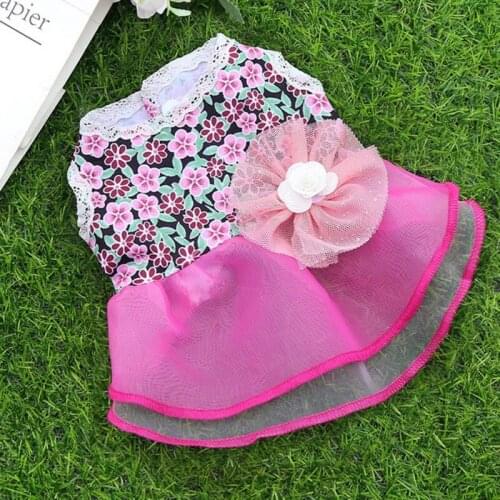 Summer Dog Dress Pet Casual Skirt For Small Dog Korean Style Gauze Floral Printed Dog Dresses Puppy Wedding Skirt