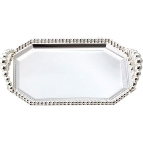 Metal Silver Plated Tray, Dessert Tray, Cake Plate, Home Decoration for Wedding Party, Plate for Snacks and Fruit