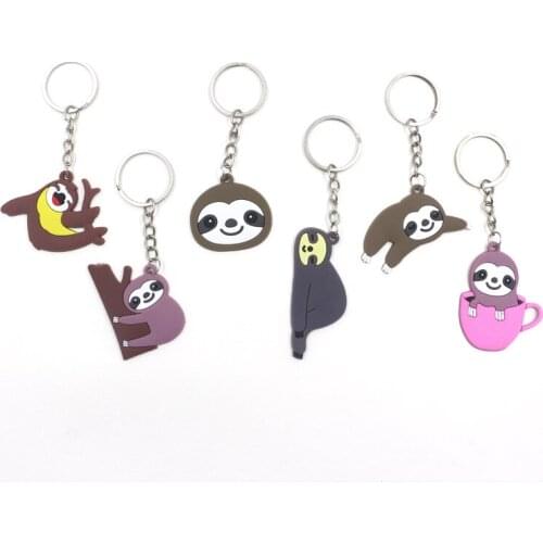 Cute Fashion Keychain Cartoon Anime Sloth Acrylic Key Chains For Women Kids Fashion Animal Series Trinkets For Car Key Ring