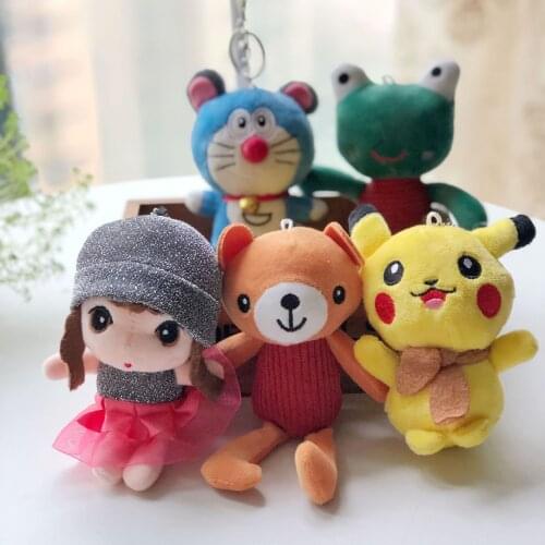Mini Animal KeyChains Pendants Kawaii Plush Toys Cat Bear Bag Schoolbag Cartoon Comic Anime Model Doll Stuffed Toy