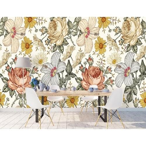 Bacal Custom photo 3D wallpaper mural hand-painted peony flower wall covering mural for living room background 3d wallpaper huda