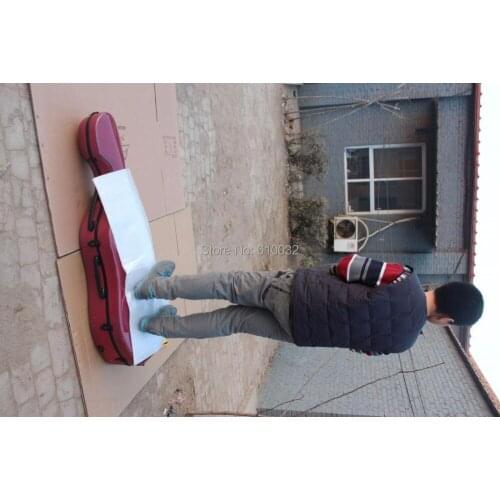 4/4 New cello Case dark red color Glass Fiber Light Strong #G10012