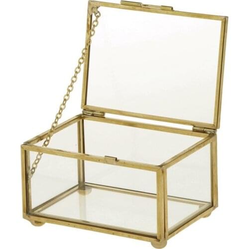 New Geometric Glass Style Jewelry Box Table Container For Displaying Jewelry Keepsakes Home Decoration Plants Container Ewelry S