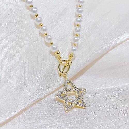 BOTU 2021 Natural Pearl Necklace Five-Pointed Star Special-Shaped Pearl Vintage Court Style Elegant Pendant Jewelry for Female