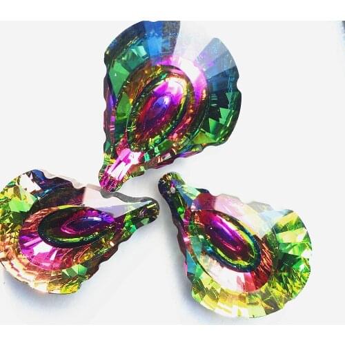 50pcs 63mm Rainbow AB Crystal Chandelier Prism Pendants,Glass lighting Parts Christmas Tree Hanging Decoration +Free rings