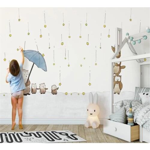 Custom 3D wallpaper mural cute cartoon animal childrens room background wall background interior decoration painting