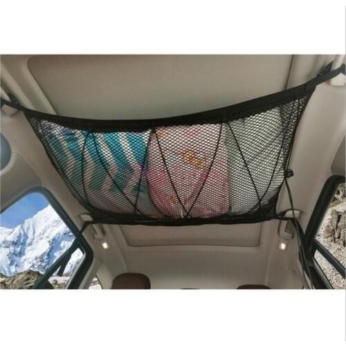 For Toyota Land Cruiser 120 Prado FJ FJ120 2003-2009 Car Ceiling Storage Net Pocket With Zipper Storage Bag Stowing Tidying