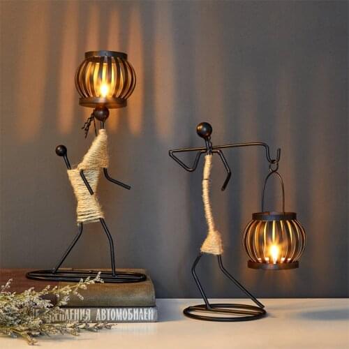 Retro Home Decoration Accessories Creative Candle Holder Iron Kitchen Restaurant Romantic Candlestick Halloween Bar Desk Decor