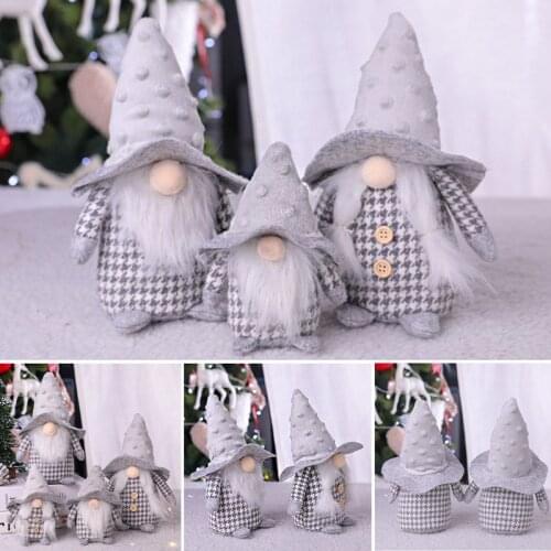 Christmas Decoration Creative Hat Dwarf Doll Gray Plaid Male and Female Couple Models Children Boy Girls Doll Toys Gifts
