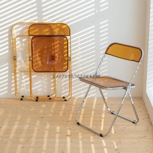 Transparent Chair Nordic Folding Chair Net Red Dining Chair Family Back Modern Simple Acrylic Makeup Stool