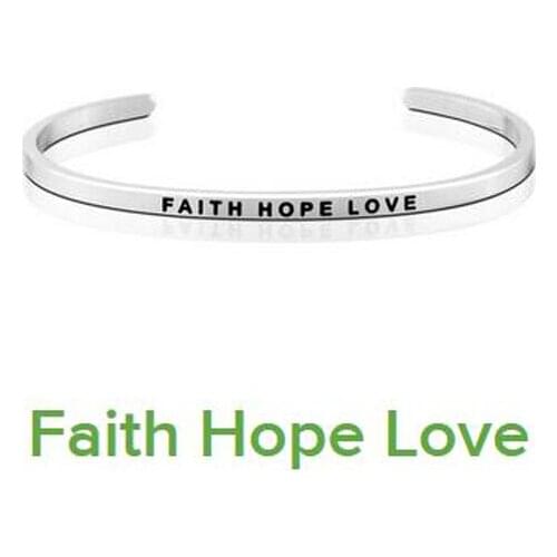 4mm Inspirational Bangle Stainless Steel Bracelet Engraved Faith Hope Love Encouraging Gifts Suitable For Friends Classmate