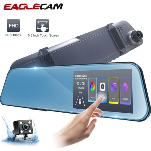 Car Dvr Dash Cam Ultra-Thin Touch Screen Camera Auto Rearview Mirror Video Recorder 5.5 Inch Full HD 1080P Two Camera Registrar