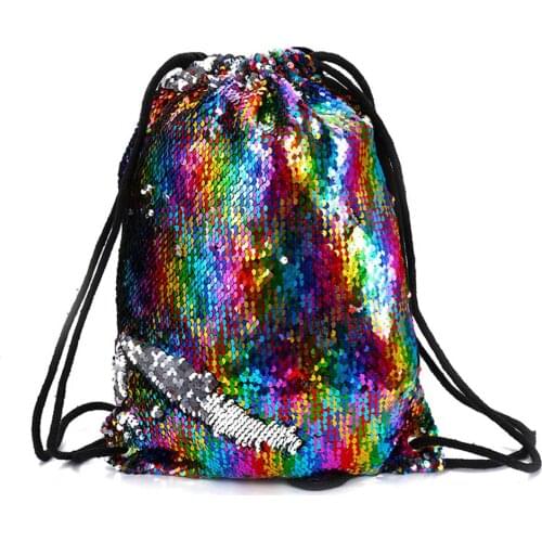2019 Women backpacks 1 Pcs Mermaid Reversible Sequin Drawstring Bacgpacks Women Glittering Sequins Shoulder Bag Backpack