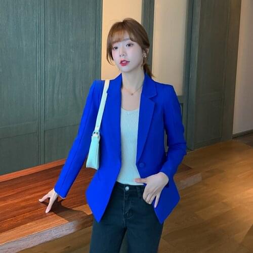 Women Fashion SIngles Button Slim Blazer Coat Korean Style Long Sleeve Solid Color Female Outerwear Chic Tops X1640RX