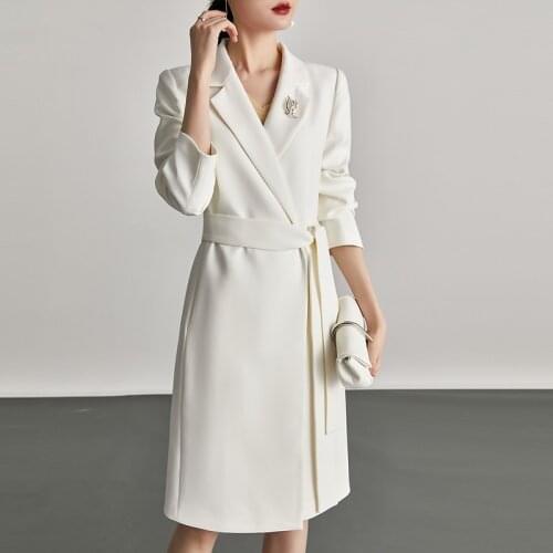 Office Dresses For Ladies 2021 New Spring V-Neck Dress Korean Office Wear Business Dress Femme Sashes Slim Waist Vestidos AA5688