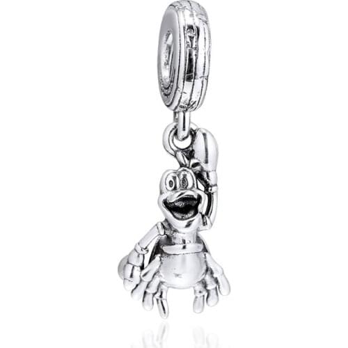 The Little Mermaid Sebastian Charm Authentic 925 Silver Jewelry Fit Beads Bracelets & Necklaces DIY Fashion Female Jewelry Charm