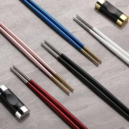 1Pair 304 Stainless Steel Japanese Style for Household Double-headed Tableware Sushi Chopsticks Multi Purpose