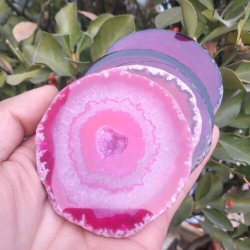 1PCS Natural agate piece cup mat polished rose agate piece for home decoration