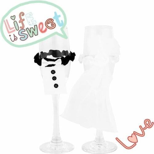 100 Pcs/50 Pairs Cup Decoration Bride and Groom Wedding Engagement Party Table Cup Glass Cover Wedding Party 40%off