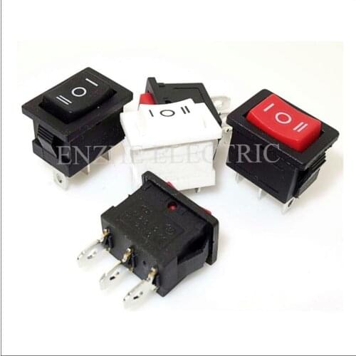 100PCS rocker switch button Car switch (ON)-OFF-(ON) 3Pin rocker switch KCD1-2-123 three-legged rocker power switch