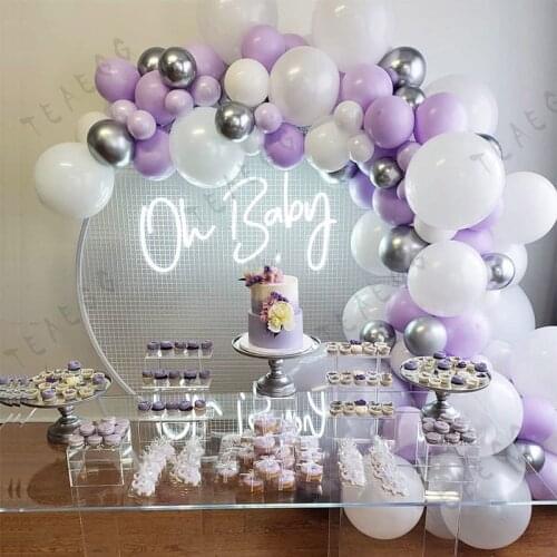 100Pcs Pastel Balloon Garland Arch Kit Purple Balloons Birthday Wedding Bridal Baby Shower Anniversary Party Decoration Supplies