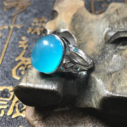 15x12mm Genuine Natural Green Amazonite Ring Jewelry For Woman Lady Men Crystal Love Oval Beads Gemstone Adjustable Ring AAAAA