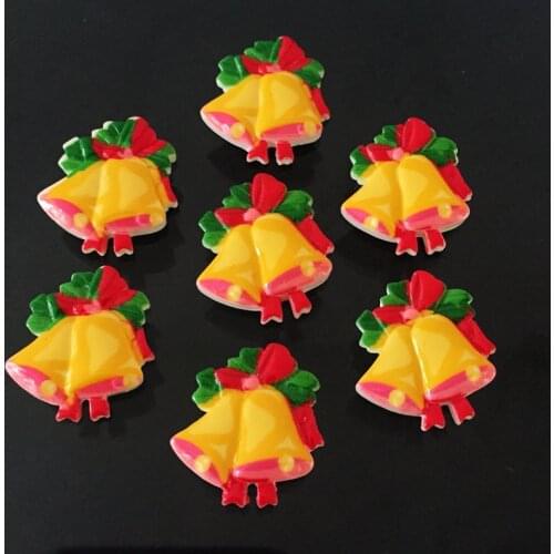 20pcs Flatback DIY Christmas Small Bell Xmas Resin Cabochons Flat Back Scrapbooking Embellishment Decoration Accessories:19mm
