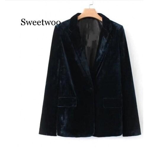 2020 Autumn Womens Europe New Thin Velvet One-piece Button Jacket Casual High Quality coat