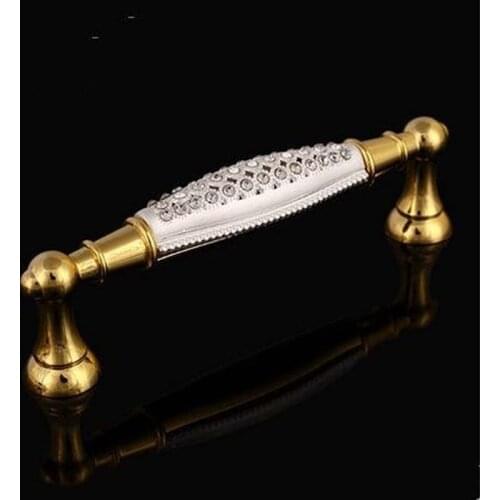 96mm modern fashion deluxe rhinestone kitchen cabinet win cabinet door handles golden drawer tv cabinet pulls knobs 3.75" handle