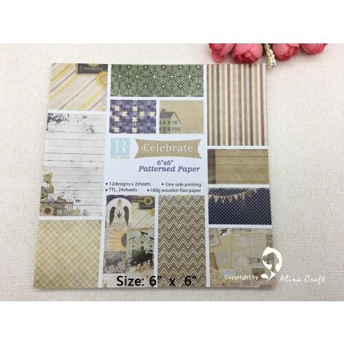 AlinaCraft 24 sheet 6"X6" celebrate patterned paper Scrapbooking paper pack handmade craft paper craft Background pad