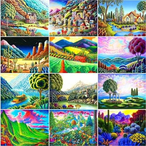 5D DIY Diamond Painting Landscape Scenery Cross Stitch Kit Full Square/Round Rhinestone Embroidery Mosaic Home Decoration Gifts