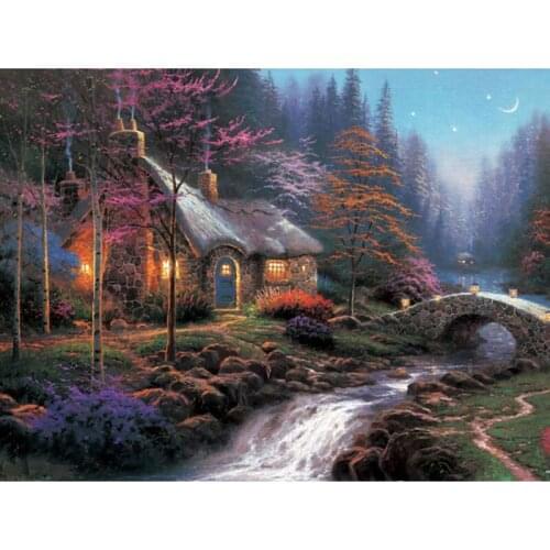 5D Diamond Embroidery Old Houses In The Forest Diy Diamond Painting Cross Stitch Kit Needlework Mosaic Wedding DecorationZP-4531