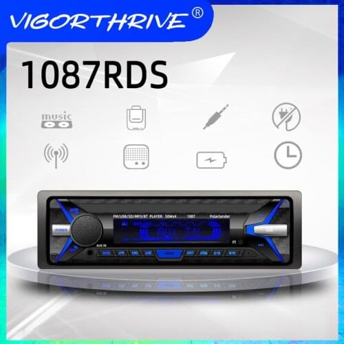 Car Radio 1Din Bluetooth Aux-In RDS+ 1 Din Detachable Panel Stereo Audio MP3 Player FM AM TF/USB 3.5 Inch 12V In-dash