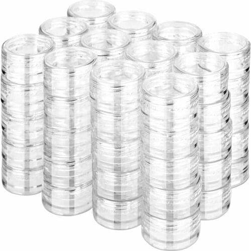 50pcs 3g Empty Plastic Cosmetic Makeup Jar Transparent Sample Bottles Eye Shadow Cream Container Lip Balm DIY Storage Pot