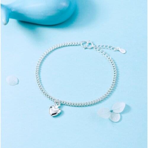 925 Sterling Silver Tassel Heart Shape Charm Bracelet For Women Bracelet &Bangle Fashion Party Jewelry SL266