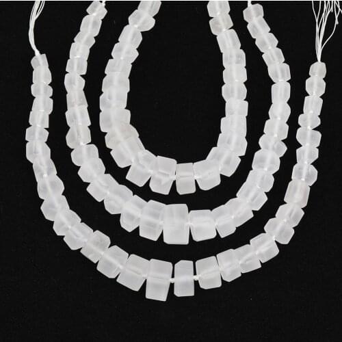 Full Strands Frosted Matted Natural White Quartz Crystal Nugget Rectangle Loose Beads Pendant Necklace Jewelry EF-CT-325AMHJ