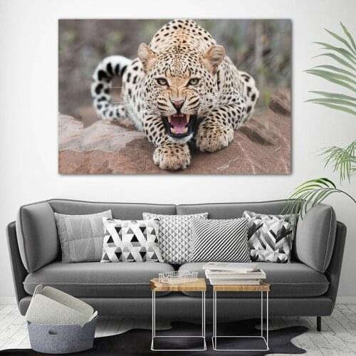 Decorative paintings Beast Leopard Growl wildlife Animal Wall Art Posters and Prints Canvas Art For Room Decor