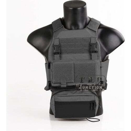 Emerson FCS Tactical Multi-Purpose Plate Carrier Vest Wolf Gray SS Style Elastic Cummerbund Sack Pouch Micro Fight Chassis Vest