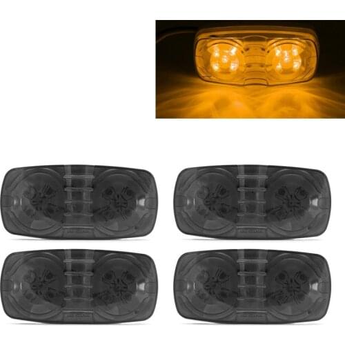 Fuleem 4PCS 4inch Smoked Lens AMBER LED Trailer Marker LED Light Double Bullseye 10LED Clearance Light Lamp 12V Waterproof