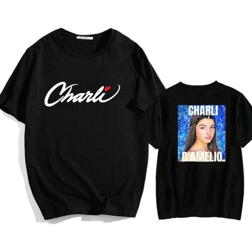 Womens T-shrit Charli D'Amelio T-Shirt Unisex Oversized Round Neck Tops Funny Women Man T-shirt Cool Summer T-shirt