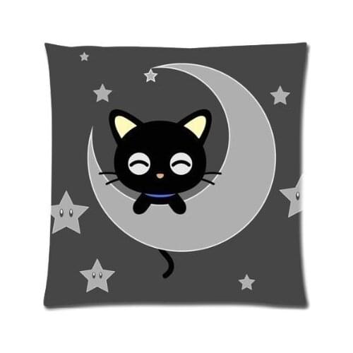 HOT Chococat Kawaii Black Cat Baby On the Moon Throw Pillow Cushion Case Cover One Side Printed 35x35cm New Years Pillowcase