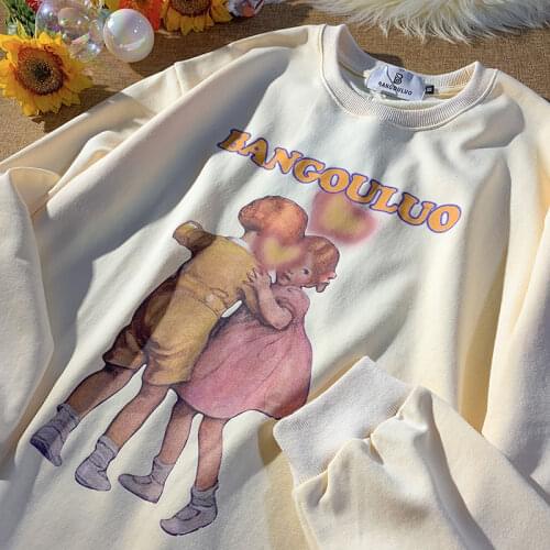 Harajuku Childlike Cute Sweatshirts Plus Size Crewneck Goth Streetwear Fashion Teens Clothes 2021 Autumn Korean Long Sleeve Tops