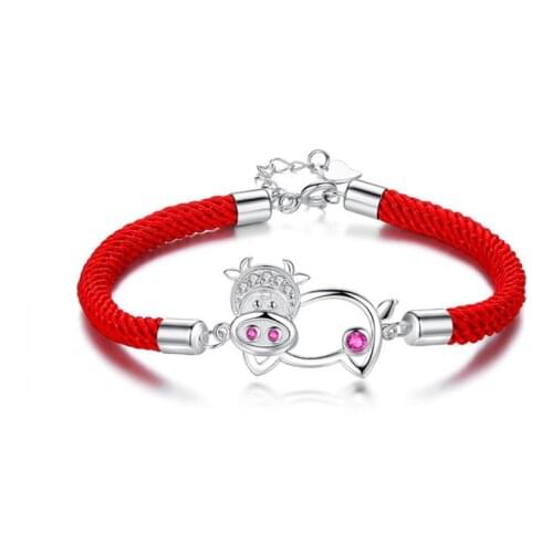 New Arrival Zodiac Ox Bracelets For Women Jewelry Trendy Rope Red Cow Bracelet Female Silver 925 Bracelet Girl New Years Gift