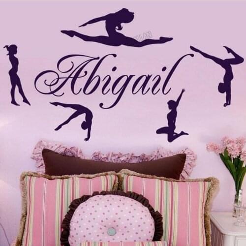 Personalized Name Wall Decal For Bedroom DIY Girls Gymnastic Dance Wall Sticker Decor Nursery Kids Room Self-adhesive Y011