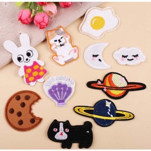 PGY Poached Egg Patch High Quality planet Embroidery Sew On Patches Decor For Bag Jeans Applique Clothes Garment Accessories