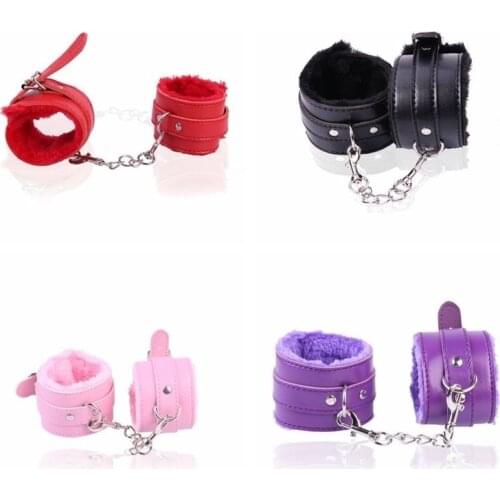 SEXY FURRY FUZZY #B LADIES HANDCUFFS ADULT FUN HEN PARTY ANIMAL FUR METAL WRIST MAID SERVANT PROPS