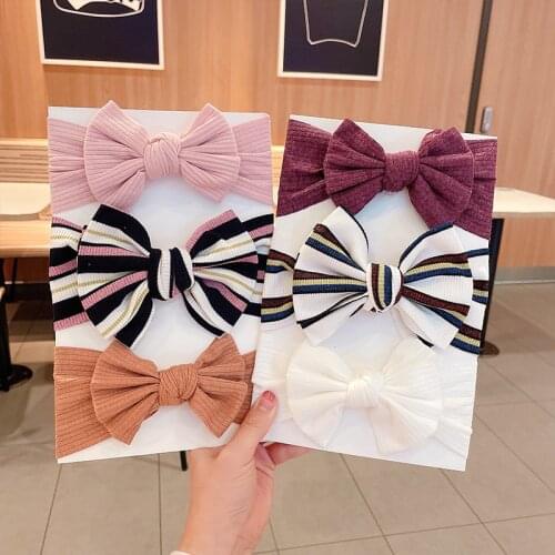 18 Pcs/Lot Baby Headband Wholesale Children Headwear Set Headband Stripe Gradient With Big Bow Tie