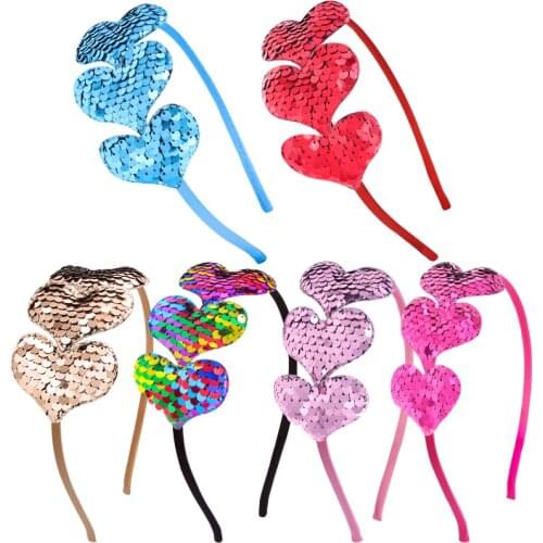 2021 New sequin Love cute headband children birthday party headband hair band girl headdress