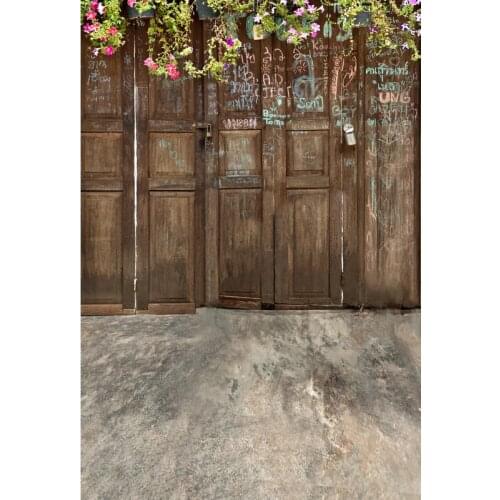 Old wooden door art photo backgrounds portrait vinyl flower kids photography backdrop of photo studio props Fotografia F-3035