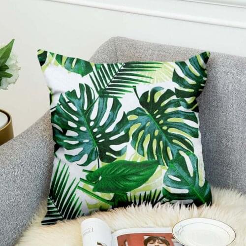 Tropical Plants Pillow Case Polyester Decorative Pillowcases Green Leaves Throw Pillow Cover Square Poszewki Na Poduszki style6